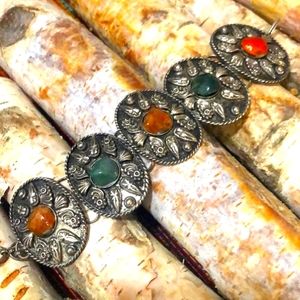 VINTAGE METAL CONCHE STONE BRACELET